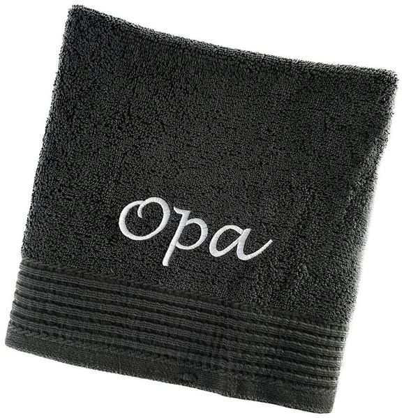 Schnoschi Handtuch Handtuch mit Oma oder Opa bestickt Gästehandtuch Duschtuch Badetuch, hochwertige Bestickung mit Oma oder Opa