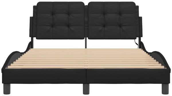 Doppelbett, Bettgestell Modernen mit LED ohne Matratze Schwarz 140x190 cm d1429e Bild 6