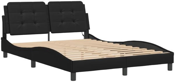 Doppelbett, Bettgestell Modernen mit LED ohne Matratze Schwarz 140x190 cm d1429e Bild 3