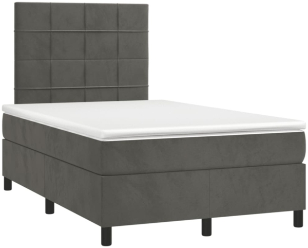 vidaXL Boxspringbett mit Matratze & LED Dunkelgrau 120x190 cm Samt 3270312 Bild 8