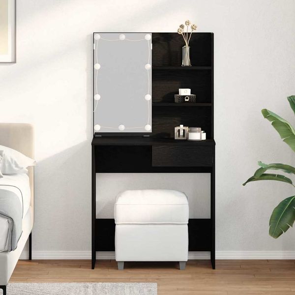 vidaXL Schminktisch mit Regal Schwarz Eichen-Optik 74.5 x 40 x 141 cm 862785