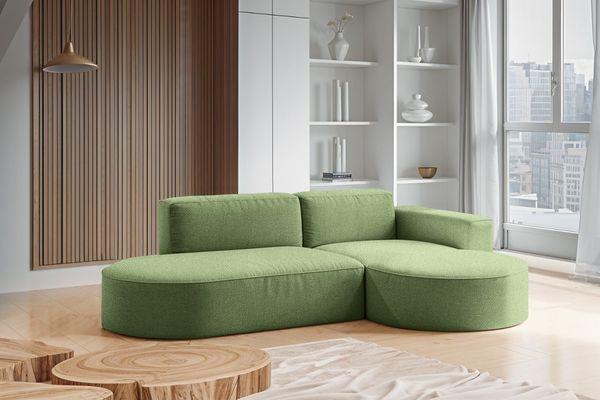 Kaiser Möbel Ecksofa Modernes L-förmiges Designer Modena Falten, HR-Schaum, Wellenfeder, Komfort