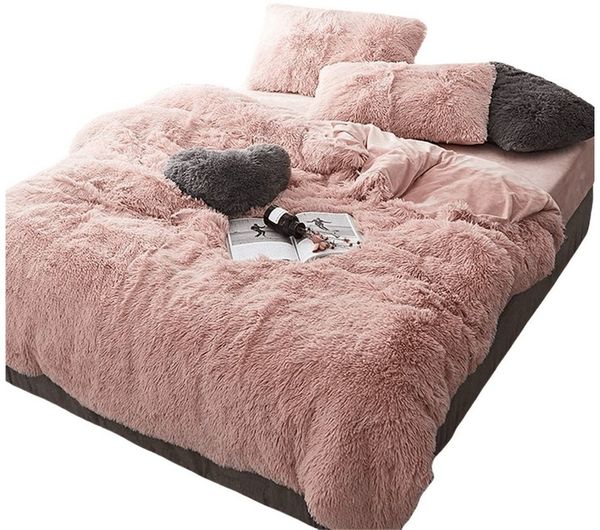 ibettertec Bettwäsche Plüsch Bettwäsche 135x200cm,200x200cm,Extra flauschige Felloptik, Flanell Biber Bettbezug mit Kissenbezug 80x80cm und Reißverschluss