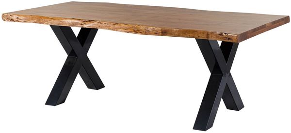 Baumtisch Akazie 200x100x77 Akazie natur lackiert / X-Beine anthrazit glänzend FREEFORM 5