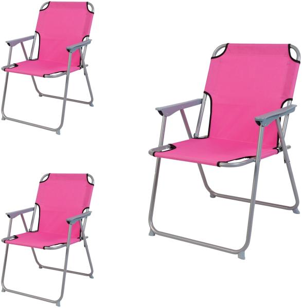 3 Stück Campingstuhl Stoff Oxfort Metall Pink