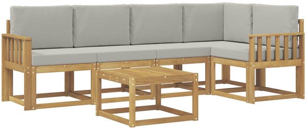 vidaXL Outdoor-Sofagarnitur 6 pcs Weiß und Hellgrau 3387660 Bild 2