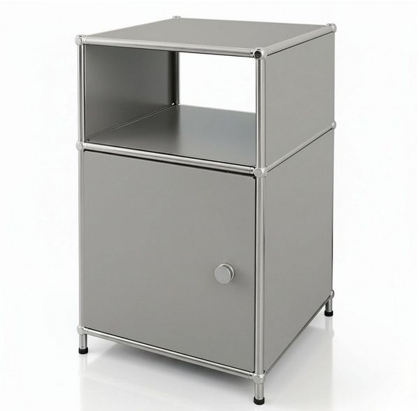 Floordirekt Standregal Concept Epure Metallregal MK-040, 3-stöckiges Regal 40 x 40 x 65 cm, mit Tür & Ablage, modernes Regal für Bad, Küche, Schlafzimmer & Büro