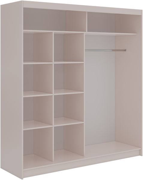 Schwebetürenschrank LUMOS in Kaschmir inkl. Innenausstattung, mit Lamellen-Optik, Schwarz, Breite 200 cm, moderner Kleiderschrank Bild 4
