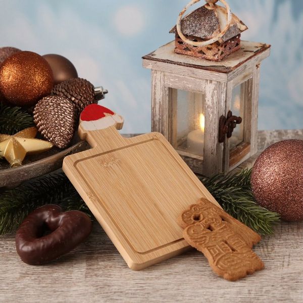 MARELIDA Frühstücksbrett Servierbrett mit Nikolausmütze Schneidebrett Holzbrett 19,6cm, Holz, (1-St)