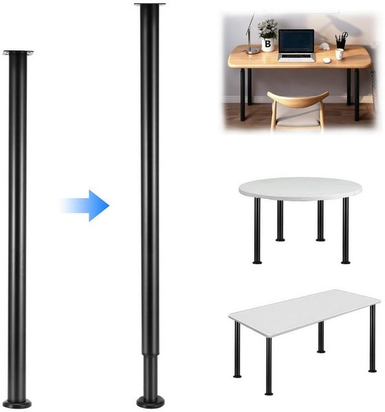 BlingBin Tischbein 72-110 cm Verstellbare Metall-Schreibtischbeine, DIY Tischstütze, mit Schutzkappe für den Boden und Schrauben für die Tischplatte