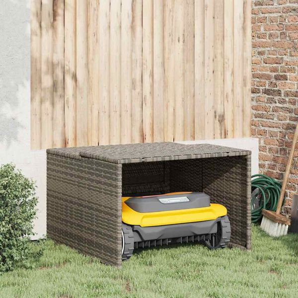vidaXL Mähroboter-Garage Grau 86x90x52/57 cm Poly Rattan 365406