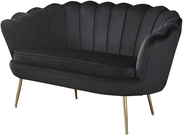 Muschelsofa Metall Gold Samt Schwarz