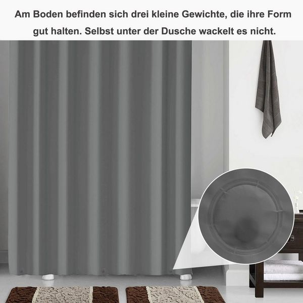 Minicloss Duschvorhang Anti-Schimmel Badezimmervorhang, Wasserdicht und Waschbar Breite 180 cm (1-tlg), Perfekt für Badewanne & Dusche
