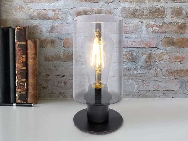 Tischlampe Rauchglas Tischleuchte Nachttischlampe Nachttischleuchte 15465T