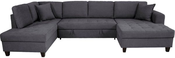 Trends by HG Wohnlandschaft Moritz U-Form, B: 324 cm, mit Bettfunktion, Bettkasten & Zierkissen