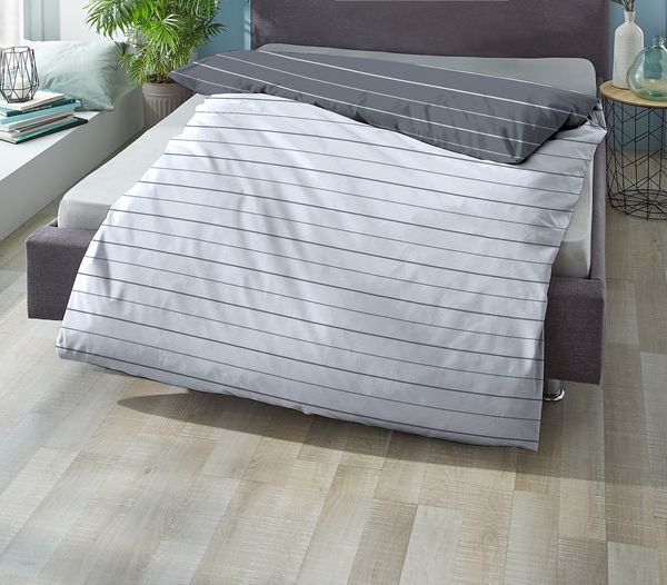 biberna 0636044 Mako-Satin Bettwäsche STREIFEN - MIX & MATCH, blau, 1x 200x200 cm