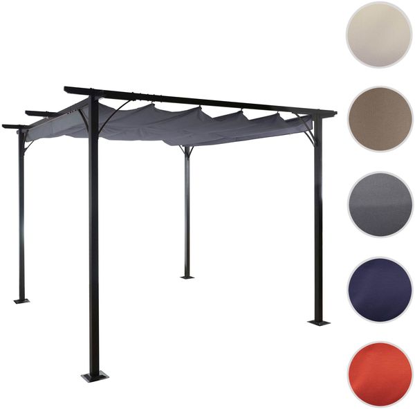 Pergola HWC-C42 mit Schiebedach, Stahl / Stoff, Grau, 3,5x3,5 m Bild 9