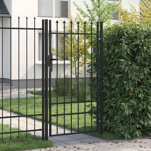 vidaXL Zauntor BOXTEL Einzeltür mit Dornenaufsatz Stahl 1 x 1,75 m Schwarz 145745