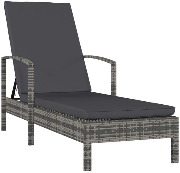 vidaXL Sonnenliege mit Armlehnen Poly Rattan Grau 48126