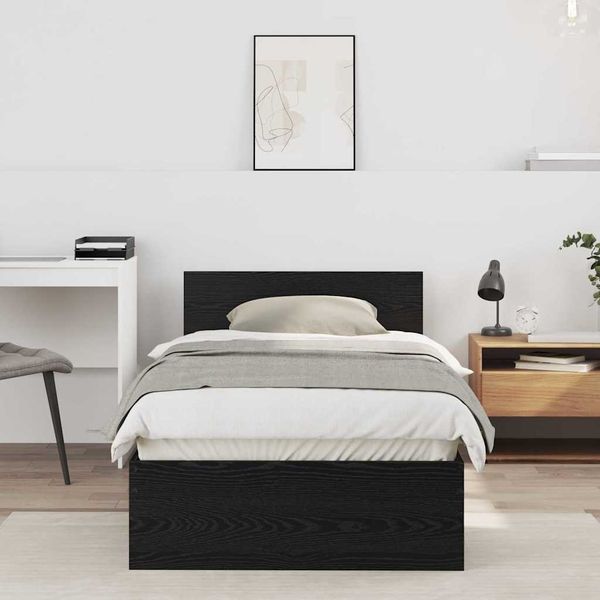 vidaXL Bettrahmen Schwarz Eichen-Optik 90 x 200 cm Holzwerkstoff 871656