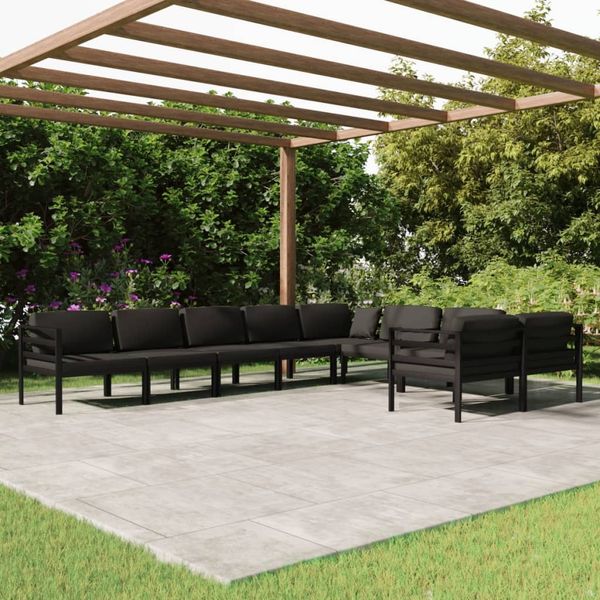 vidaXL 9-tlg. Garten-Lounge-Set mit Kissen Aluminium Anthrazit 3107823