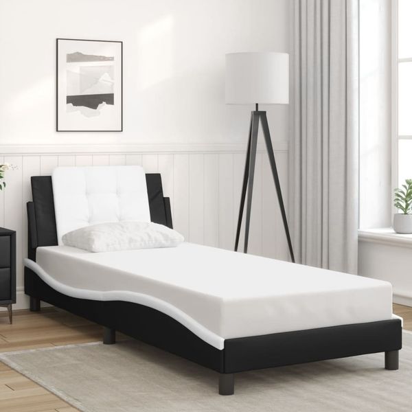 vidaXL Bettgestell ohne Matratze "Zadar" Schwarz und Weiß 90x190 cm Kunstleder 3208154