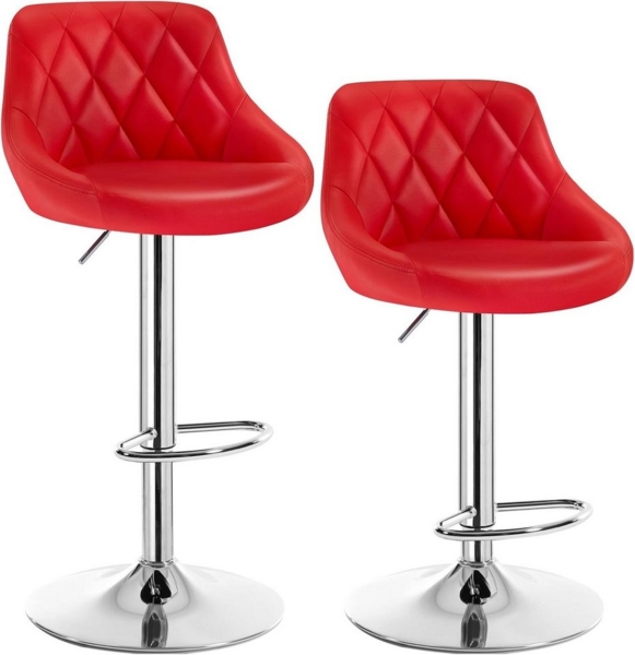 2er-Set Barstuhl, höhenverstellbarer Tresenhocker BH23 Serie rot