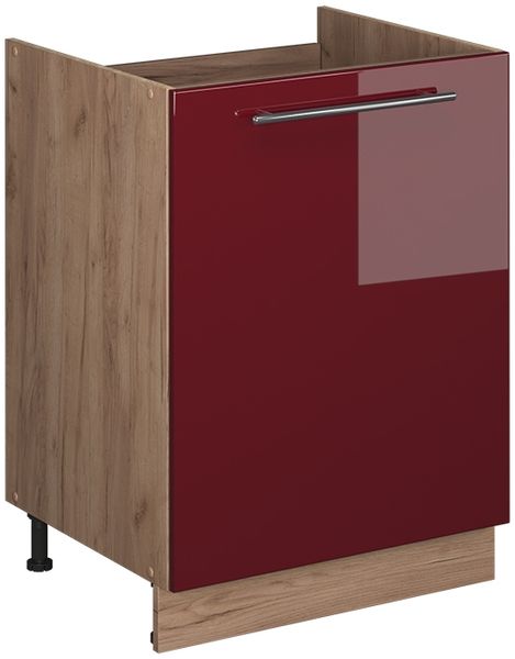 Spülenunterschrank Fame-Line Bordeaux Hochglanz/Goldkraft Eiche 60 cm Vicco