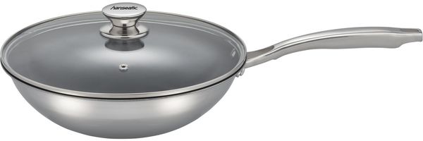 Hanseatic Wok hanseatic, Edelstahl, aus Dreischicht-Material mit Antihaft-Versiegelung, ø 28 cm, Induktion