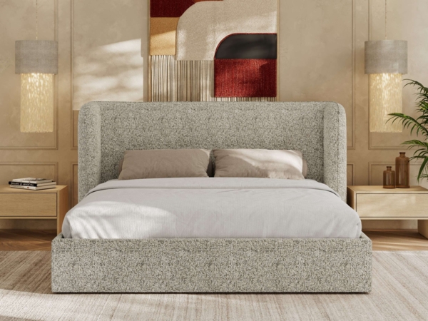 Polsterbett Bett mit Holzlattenrost Schlafzimmer Bett Doppelbett gepolstertes Kopfteil - EMORA CLASSIC - 160x200 cm - Beige Strukture Bild 5