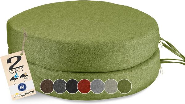 sunnypillow Stuhlkissen 2er Set Stuhlkissen Rund Ø 40 cm mit Bändern "HAVANA"