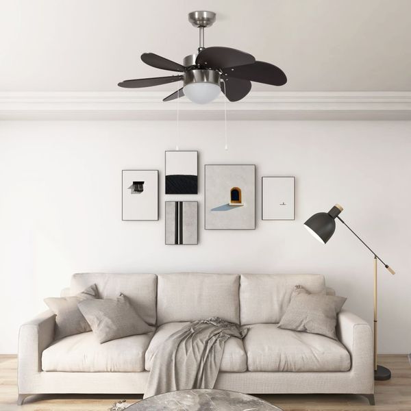 vidaXL Deckenventilator mit Lampe 76 cm Dunkelbraun 51488