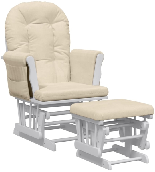 vidaXL Schaukelsessel mit Hocker Gleitend Cremeweiß Stoff 351663