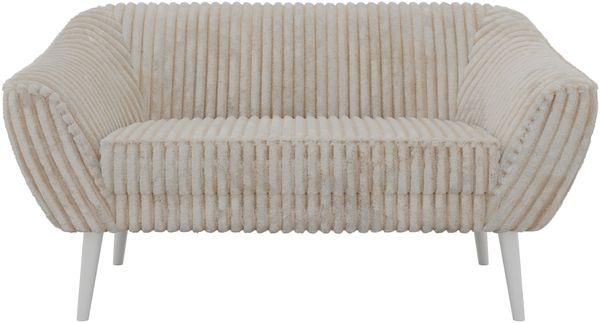 Polstersofa PIRS 2 Skandinavisches Sofa 2-Sitzer, Sofa mit Wellenfederung, Breite 140 cm, weiße Füße Hoher Sitzkomfort - Beige Cord Bild 7