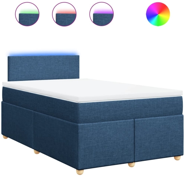 vidaXL Boxspringbett mit Matratze Blau 120x200 cm Stoff 3288946
