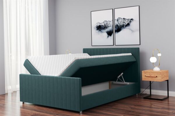 Boxspringbett Schlafzimmerbett ROSALIE 120x200cm in Stoff Matt Velvet Weinrot Bild 2