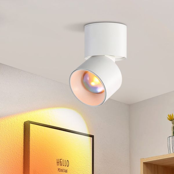 ZMH Deckenstrahler 1 Flammig Sunset Lampe Weiß - Flurlampe LED Deckenspots Schwenkbar 350° Deckenlampe Modern Schlafzimmer Innen für Wohnzimmer Treppenhaus Kinderzimmer Flur Esstisch