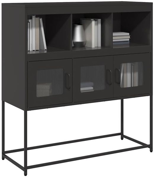 vidaXL Sideboard Schwarz 100,5x39x107 cm Kaltgewalzter Stahl 853416