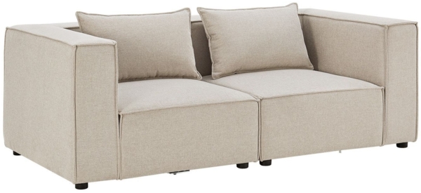 Juskys modulares Sofa Domas S - Couch für Wohnzimmer - 2 Sitzer mit Armlehnen & Kissen - 130 kg belastbar pro Sitz - Möbel Garnitur Stoff Beige