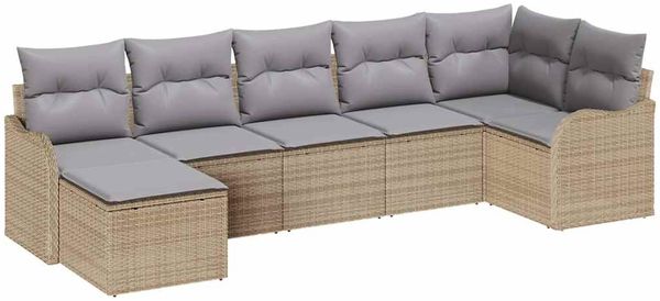 vidaXL Gartensofa-set 7 pcs Beige Poly-Rattan 3345790 Bild 2