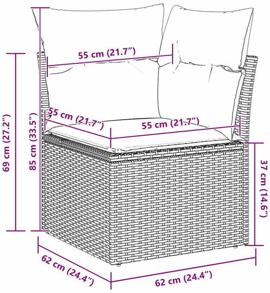 vidaXL Gartensofa-set 7 pcs Beige Poly-Rattan 3345790 Bild 12