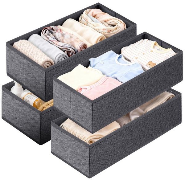 Sekey Aufbewahrungsbox Aufbewahrungsbox Set aus Vliesstoff – faltbarer, 4 St Schubladen Organizer für Schrank und Kleiderschrank 19×40×11 cm