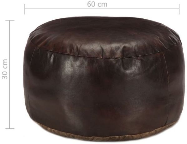 vidaXL Pouf Dunkelbraun 60 x 30 cm Echtes Ziegenleder 248139 Bild 2