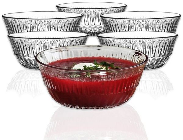 LAV Dessertschale Alinda Glasschalen - 215 ml (7 1/4 oz), Glas, (6er-Set, 6-tlg), Facettenschliff, ideal für Desserts, Dips, Snacks
