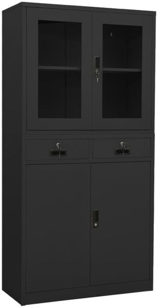 vidaXL Büroschrank Anthrazit 90 x 40 x 180 cm Stahl gehärtetes Glas