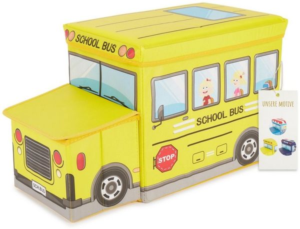 Bieco 'Schulbus' Aufbewahrungsbox mit Sitzbank 46L gelb