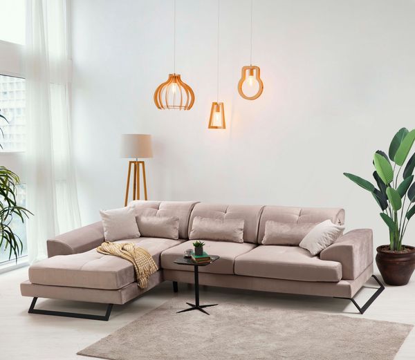 Ecksofa, 'Frido', 92 x 190 x 308, Beige