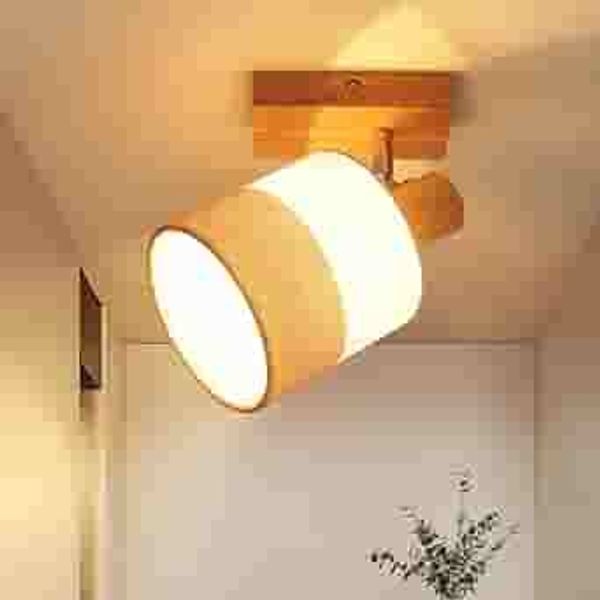 ZMH LED Deckenstrahler 1 Flammig Flurlampe - Deckenleuchte Holz Deckenlampe E14 Vintage Schwenkbar 350° Retro Deckenspot Spotlight Wandstrahler Schlafzimmer Küche, Ohne Leuchtmittel