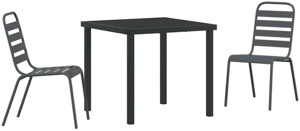 vidaXL Garten Essgruppe 3 pcs Anthrazit Pulverbeschichteter Stahl 3379296