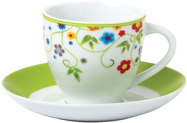 van Well Tasse Vario, 6-tlg, Porzellan, spülmaschinen- und mikrowellengeeignet, 6-teilig